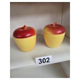 Hazel Atlas 2 Apple Milk Glass Jars