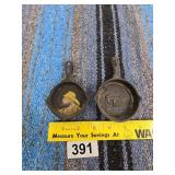 Vtg. Mini Cast Iron Hand-Painted Skillets Lot of 2