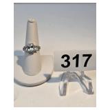 Sterling Silver Emerald Cut Clear Stone Ring Size8