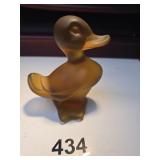 Fostoria Mama Duck Frosted Amber Figurine