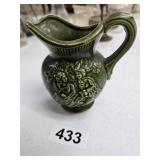 Vtg. Small Green Pottery Pitcher Creamer