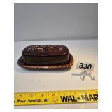 McCoy Pottery Brown Drip Glaze Butter Dish
