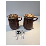 Hull Pottery Drip Glaze Shakers Mug Shaped