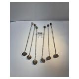 6 Brazilian Coin 925 Coctail Spoons with Gemstones