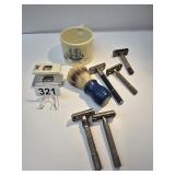 Shaving Mug with Shavers and Brush