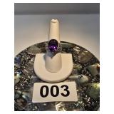 Sterling Silver Purple Pear Shaped Ring Size 8