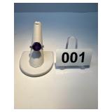 Sterling Silver Purple Color Stone Ring Size 8.25