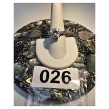 Sterling Silver Round Stone Ring Size 8.5