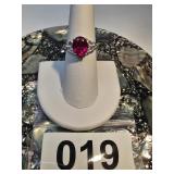 Sterling Silver Red Stone Ring Size 7