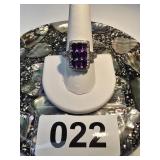 Sterling Silver Purple Stone Ring Size 10