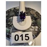Sterling Silver Purple Stone Ring Size 9