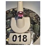 Sterling Silver Pink Stone Ring Size 7