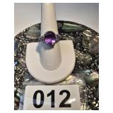 Sterling Silver Purple Color Stone Ring Size 8