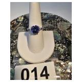 Sterling Silver Purple Color Stone Ring Size 8