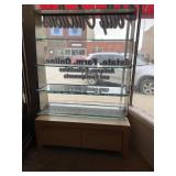 Display Case with Glass Shelves and 2 Drawers-