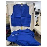 6 Blue Vests with 2 Pockets, No Buttons, Size XL
