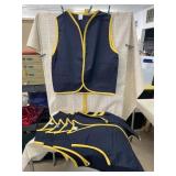 5 Dark Blue Vests with Yellow Trim, 2 Pockets, No
