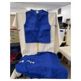 7 Blue Vests with 2 Pockets - 2 Small, 1 Medium,