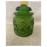 Vintage Green Glass Container