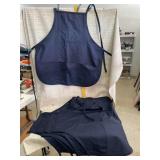 6 Dark Blue Bib Aprons with 3 Pockets