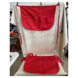 6 Red Waist Aprons with 2 Pockets