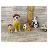 4 Dalmatian Figurines, Wood Dalmatian