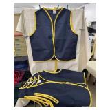 5 Dark Blue Vests with Yellow Trim, 2 Pockets, No