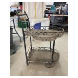 Vintage Wrought Iron and Wicker Cart