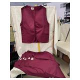 6 Burgundy Vests with 2 Pockets, No Buttons,