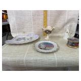 Vintage Footed Compote Bowl, Plates, Music Box,