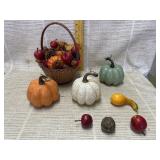 Basket with Mini Gourds, Pumpkins
