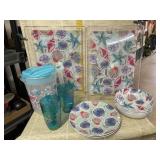 2 Trays, 2 Plates, 4 Bowls, 2 Glasses, Pitcher