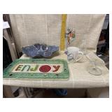 Cup, Wine Glass, Serving Plate, Oil Decanter, and