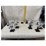 15 Black Square Footed Glasses
