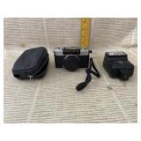 Olympus Camera with Case and Flash