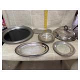 Silver Plated Trays & Bowl, Round Tray, Silver