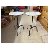 2 Wrought Iron Tables with Removable Marble Tops