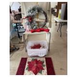 Tote with Christmas Door Mat, Wreath, and