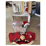 Tote (no lid) with Tree Skirt, Santa Doll,