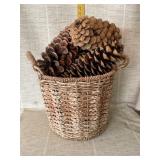 Woven Basket with Pinecones