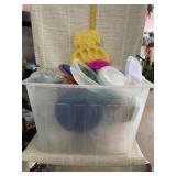 Tote full of Plastic Containers and Lids, Egg