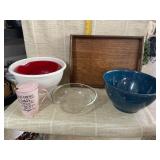 Pyrex 1 1/2qt Baking Dish, Wood Serving Tray,