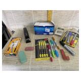Envelopes, Stapler, Erasers, Pens, Sharpies, Push