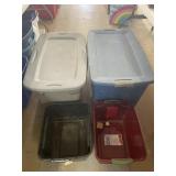 2 Totes with Lids, 2 Small Totes-No Lids