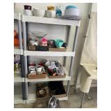 4 Shelves of Kitchen Items-Cups,Bowls, Pitcher,