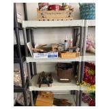 4 Shelves of Saws, Nails, Mitre Box, and more