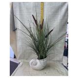 Ceramic Planter with Artificial Grass