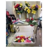 Tote of Artificial Flowers