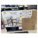 Wood & Metal Dining Set - Deep Walnut Finish