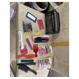 Cosmetic Bag, Combs, Mirror, Hair Clips
